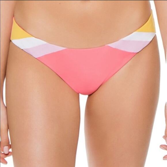 BECCA Radiant Side Stripe Colorblock Hipster Bikini Bottoms XS Striped Swim New - Picture 2 of 10